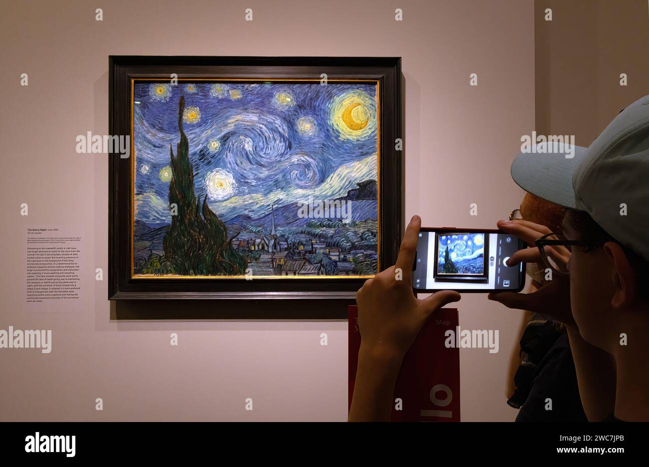 Turista che fotografa un famoso dipinto di Van Gogh Foto Stock