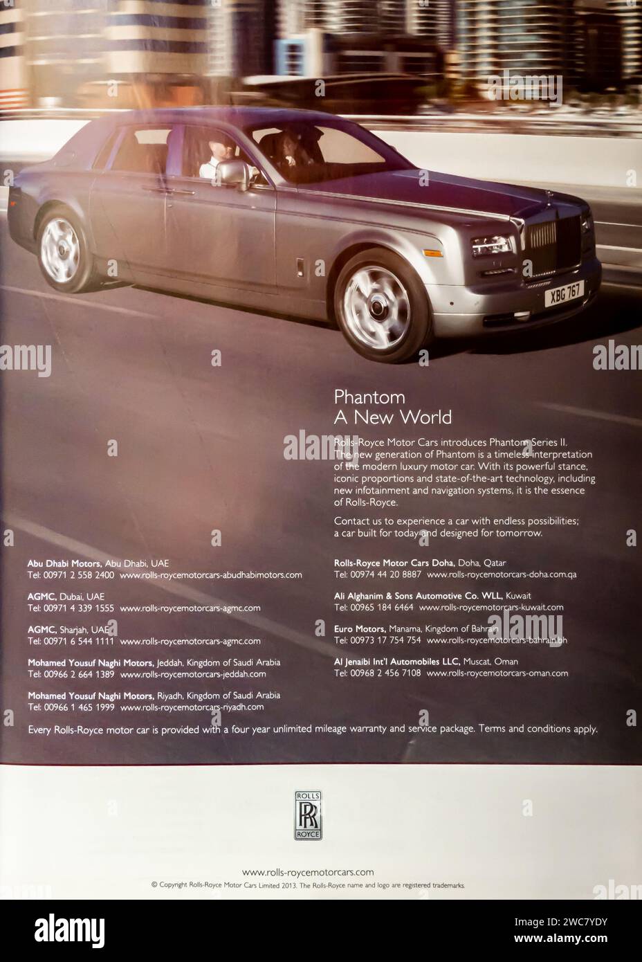 2013 Rolls-Royce Phantom Paesi arabi Paesi del Golfo negozi e pubblicità in una rivista business Gulf 2013 Foto Stock