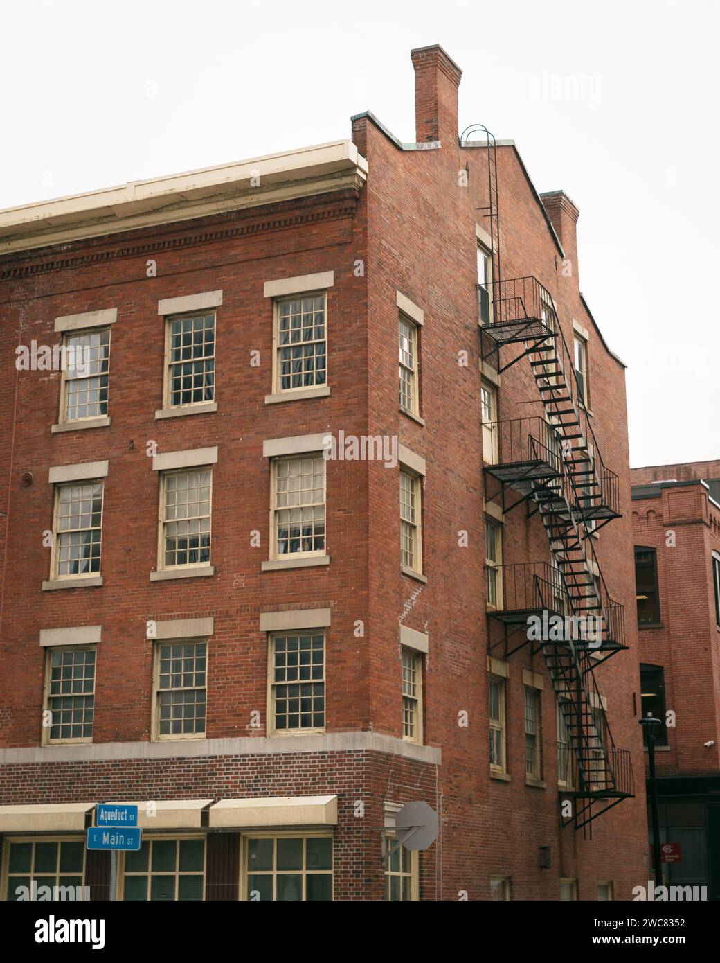 Edificio storico in mattoni a Rochester, New York Foto Stock