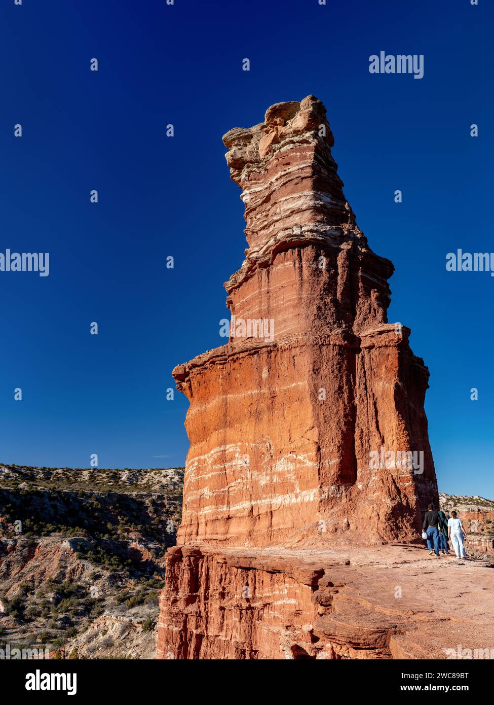 I visitatori del Palo duro Canyon, Texas, al faro Foto Stock