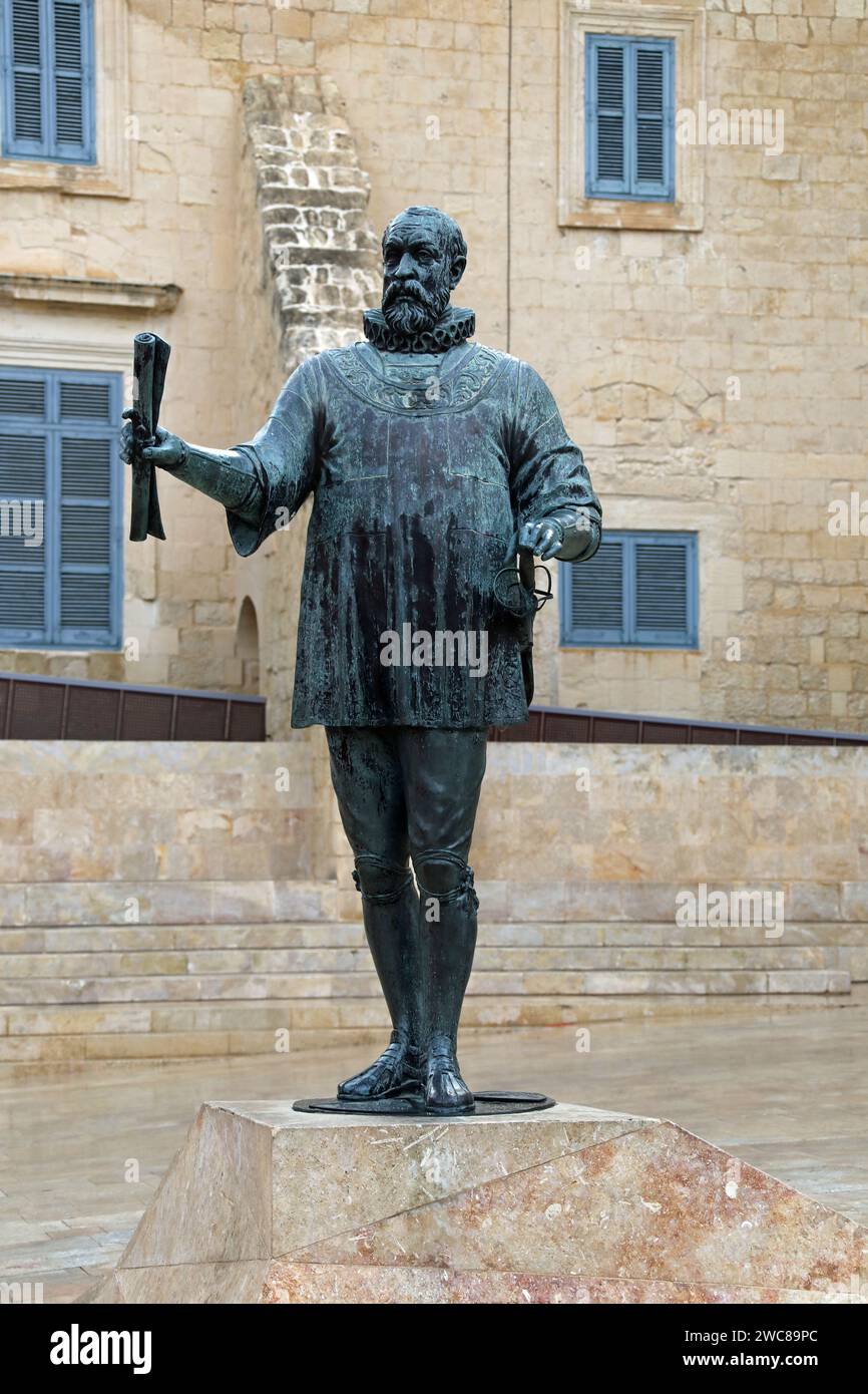 Statua di Jean Parisot de Valette Foto Stock