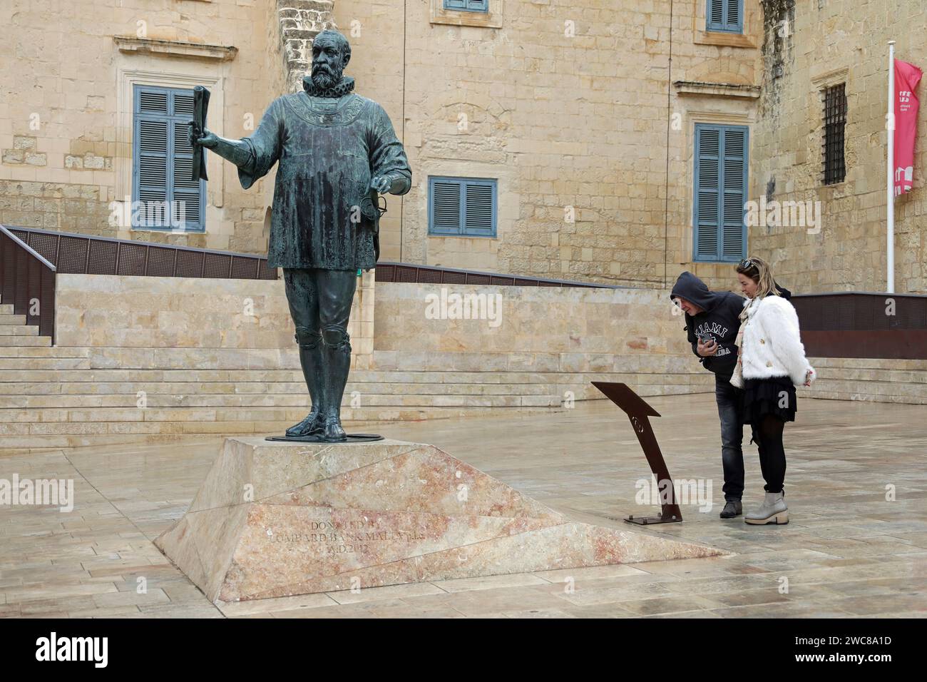 Statua di Jean Parisot de Valette Foto Stock
