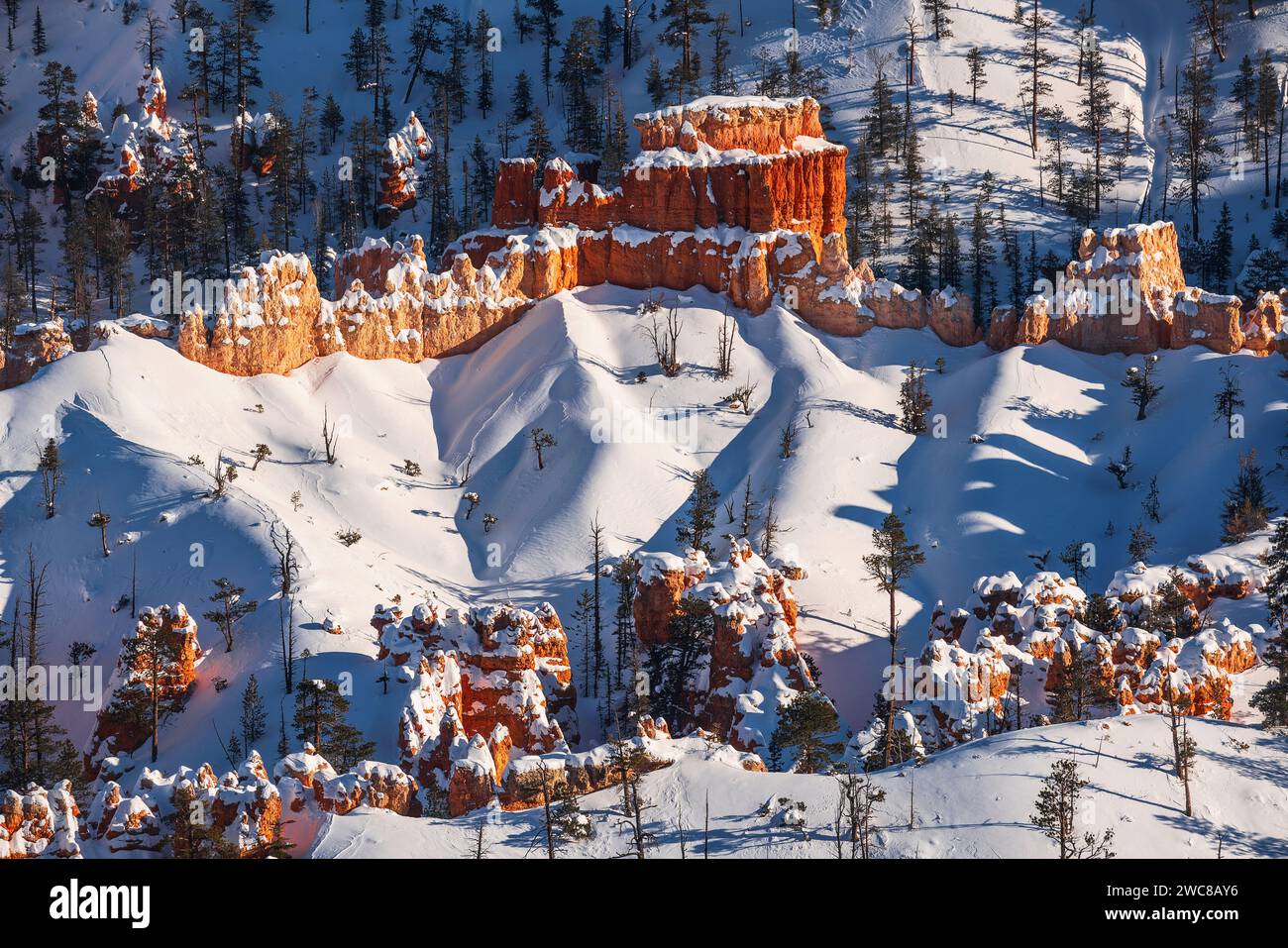 Hoodoos innevati nel Bryce Canyon National Park, Utah Foto Stock