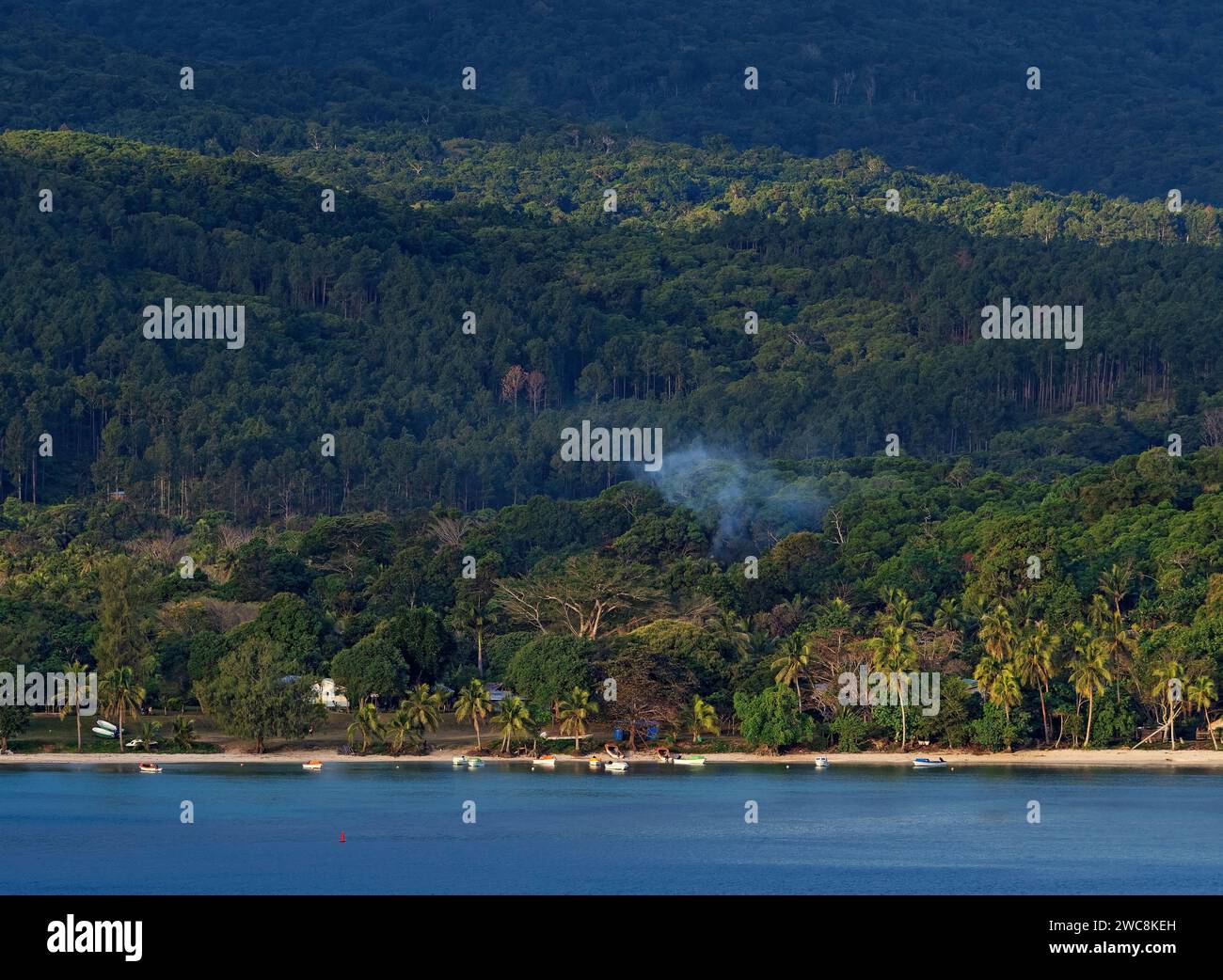 South Pacific Cruise / Aneityum Island è l'isola più meridionale di Vanuatu. Dopo essere partiti da Sydney, Australia, questa nave da crociera si dirige verso New CA Foto Stock