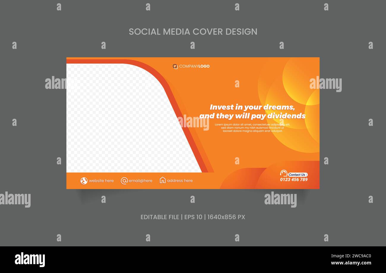 Banner colore sfumato arancione astratto design del modello di sfondo social media e promozione del sito Web Illustrazione Vettoriale