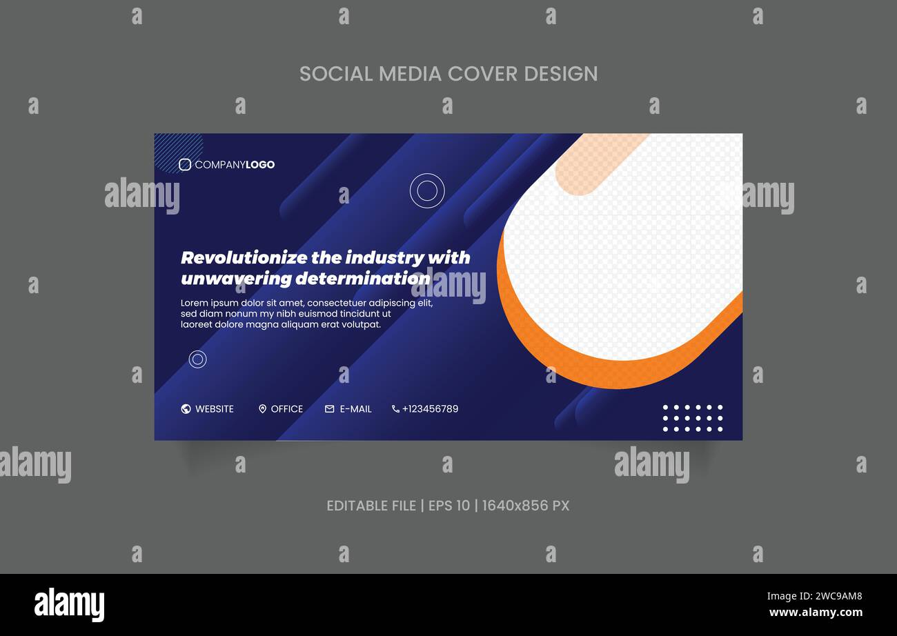 Promozione design banner di colore blu e giallo con sfondo astratto Illustrazione Vettoriale