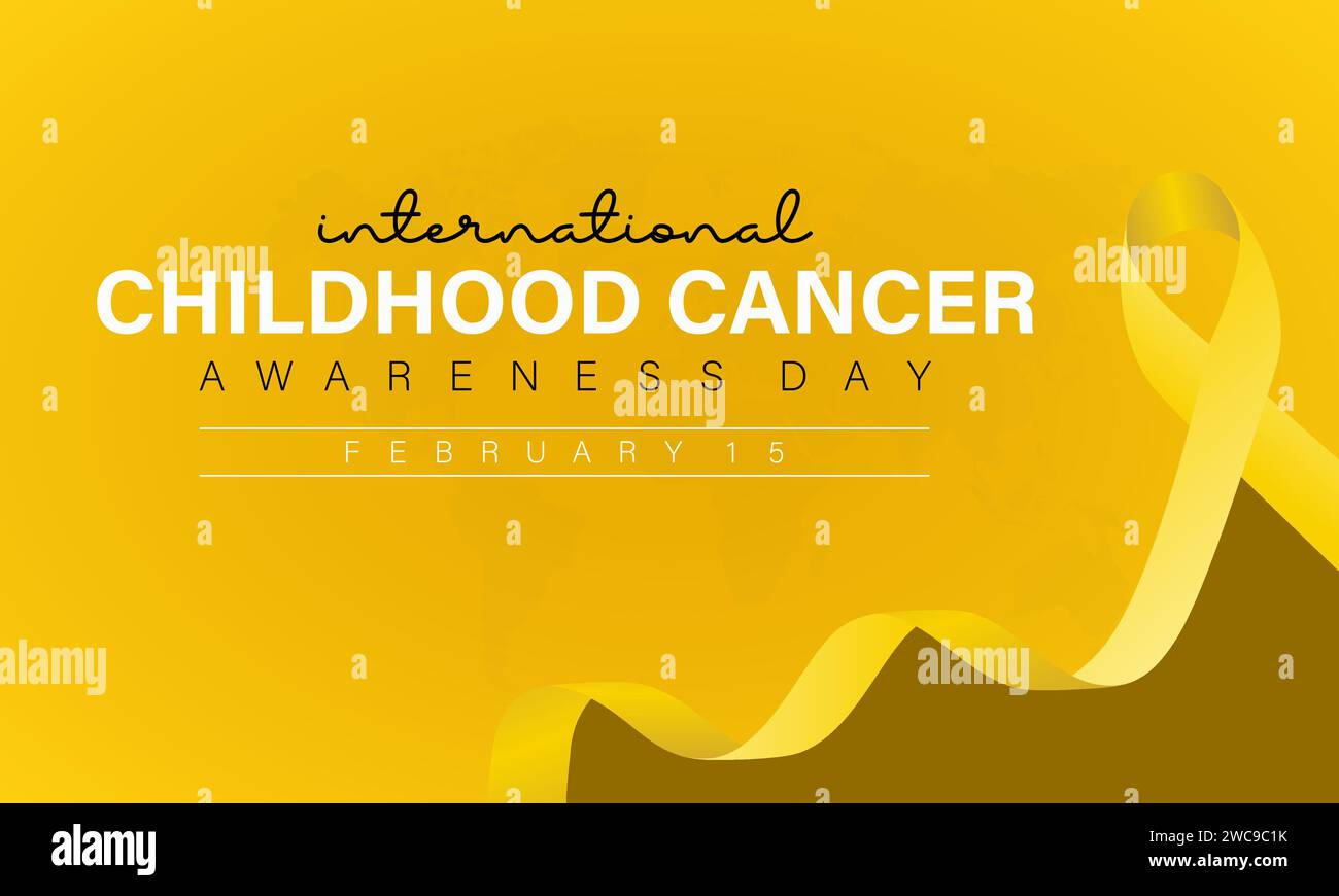 Giornata internazionale del cancro infantile osservata ogni anno il 15 febbraio. Design di banner, volantini, poster e modelli di social media. Illustrazione Vettoriale