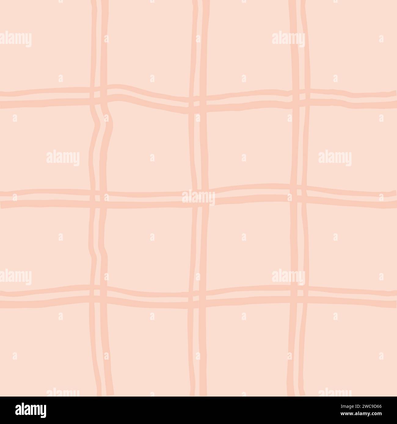 Schema geometrico irregolare disegnato a mano con griglia a mano libera. Profili e bordi esclusivi di pennello rosa e beige. Elemento di design semplice grunge y2k, VECTO Illustrazione Vettoriale