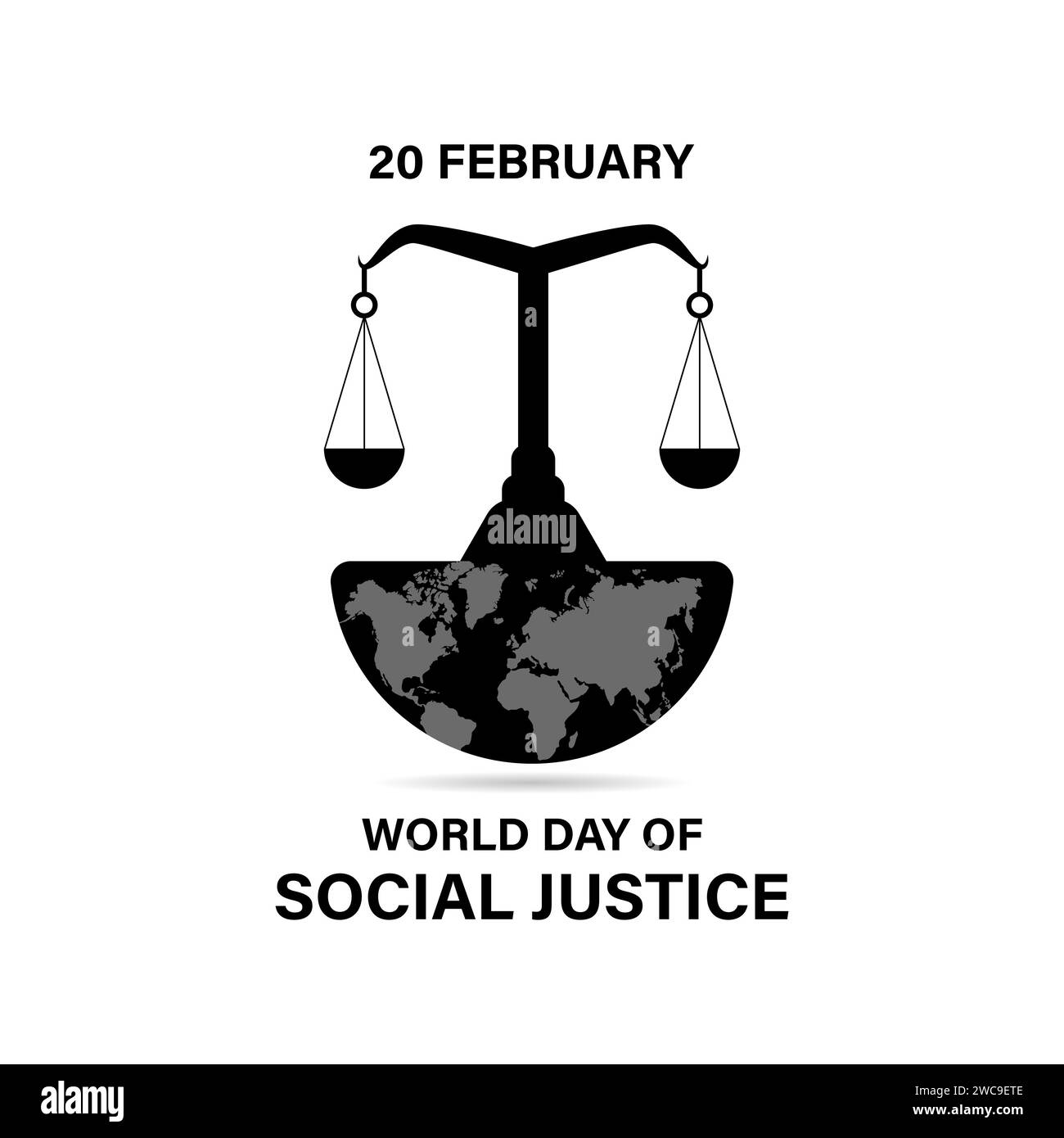 Giornata Mondiale della giustizia sociale celebrata ogni anno del 20 febbraio, banner vettoriale, volantini, poster e design di modelli social mediali. Illustrazione Vettoriale