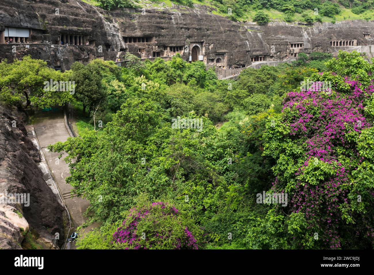 Ingressi della grotta, Ajanta, Maharashtra, India Foto Stock