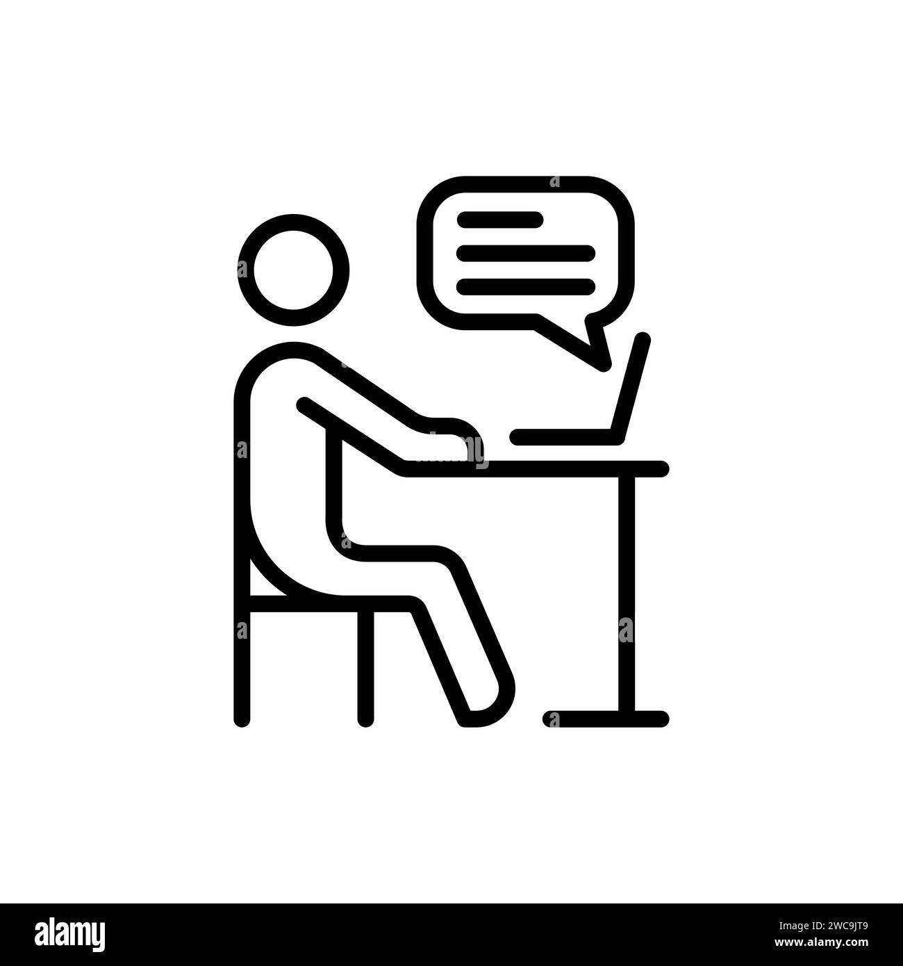 uomo che lavora su un notebook delinea l'icona vettoriale Illustrazione Vettoriale