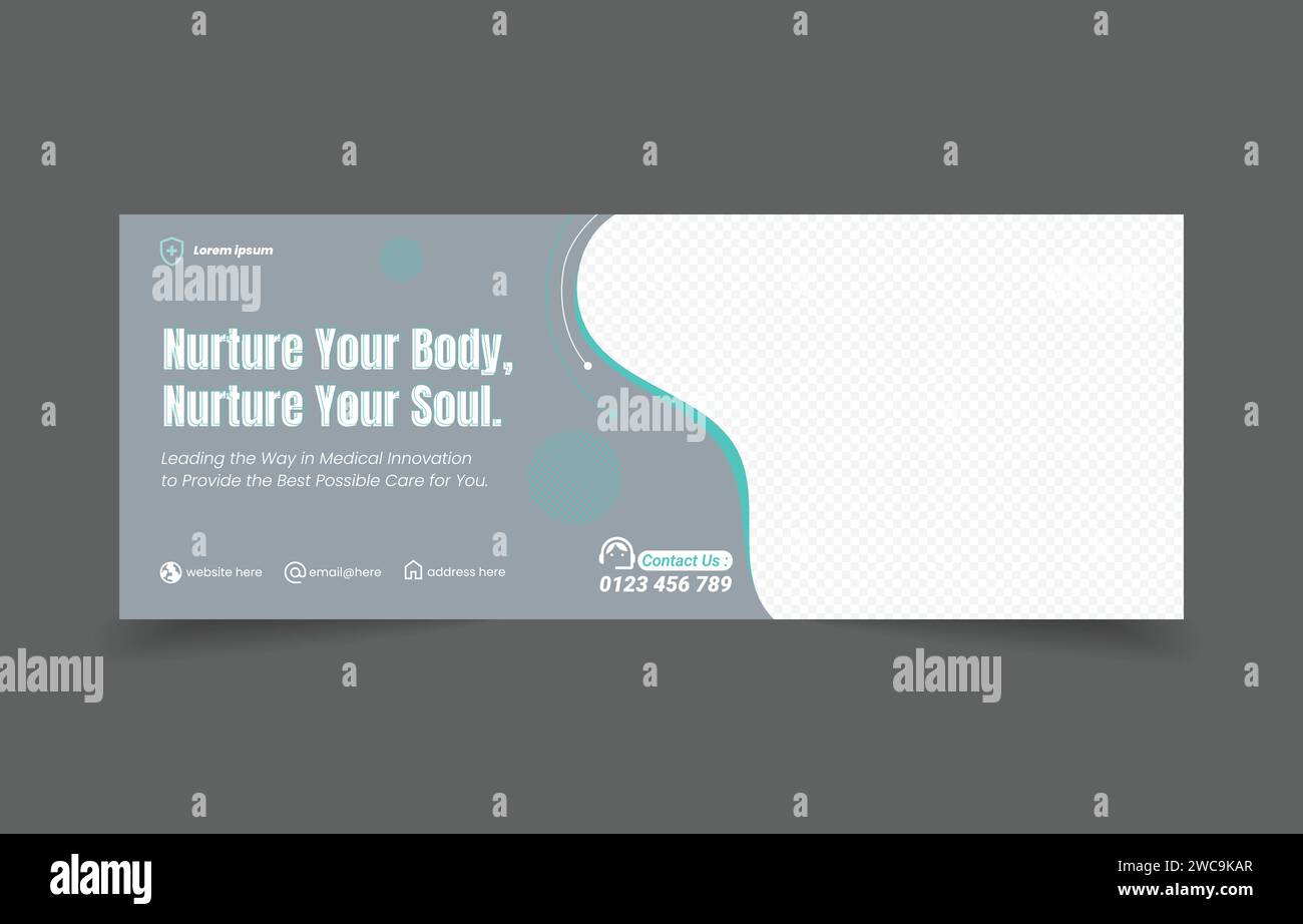 Banner di assistenza sanitaria medica coprire il design dei social media con sfondo astratto Illustrazione Vettoriale