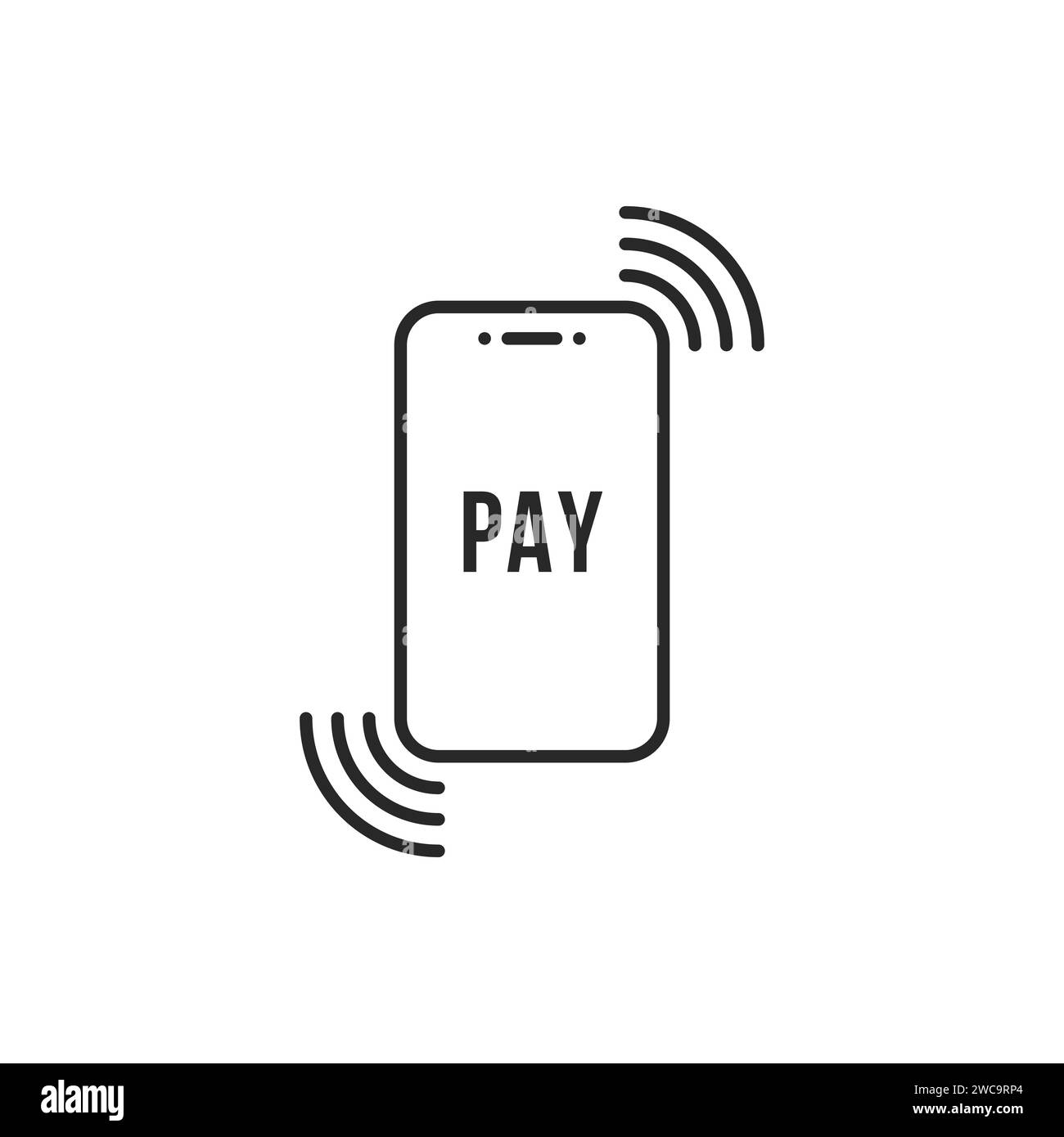 icona lineare senza contanti per il pagamento mobile Illustrazione Vettoriale