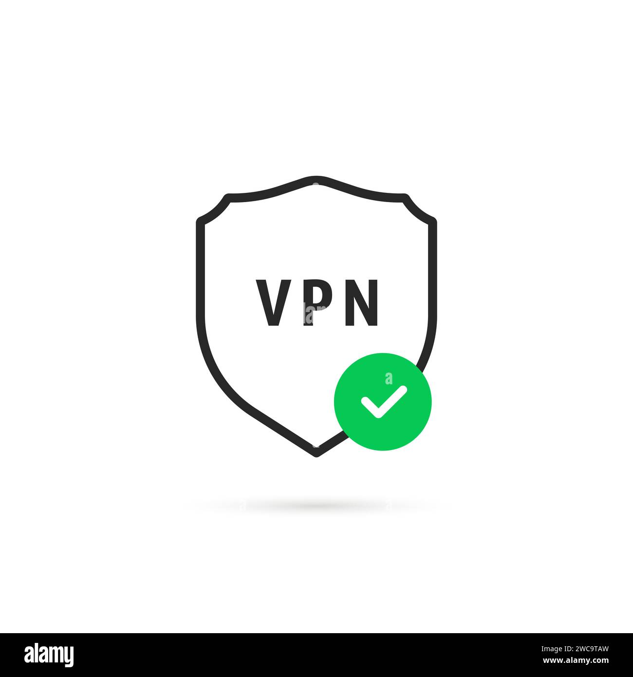 shield vpn sottile con segno di spunta Illustrazione Vettoriale