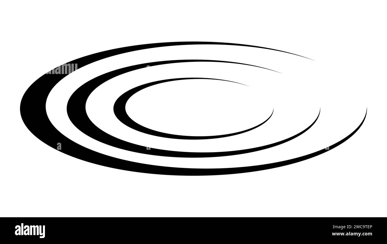 Cerchi sull'acqua, onde sonore circolari di propagazione nello spazio Illustrazione Vettoriale