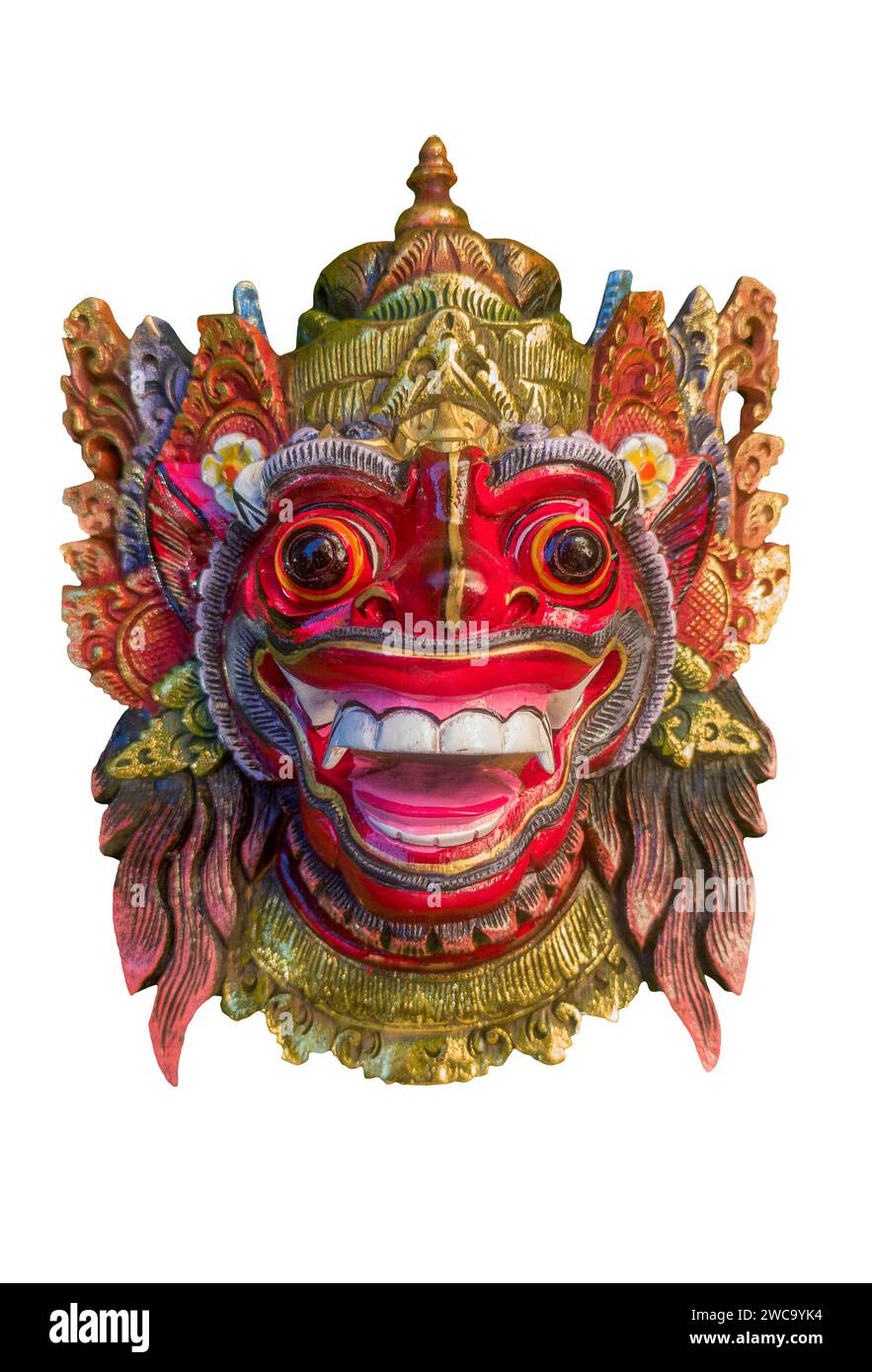 Maschera Barong balinese come souvenir. Souvenir decorativo asiatico con poteri magici per proteggere la casa Foto Stock