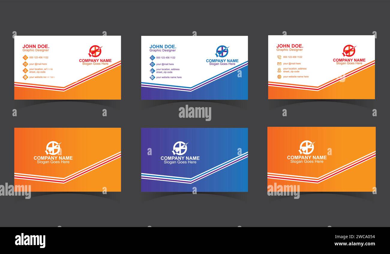 modello pronto per la stampa del disegno di biglietti con nome aziendale Illustrazione Vettoriale