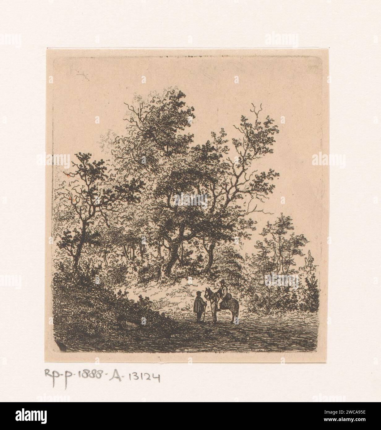 Paesaggio forestale a Beert, Jean Théodore Joseph Linnig, 1848 carta stampata incisione percorso forestale o corsia Beert Foto Stock