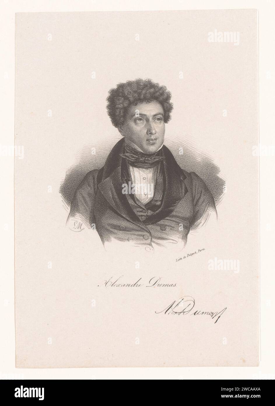 Ritratto dello scrittore Alexandre Dumas (Père), Nicolas Maurin, 1825 - 1842 stampa Paris paper Historical Persons Foto Stock