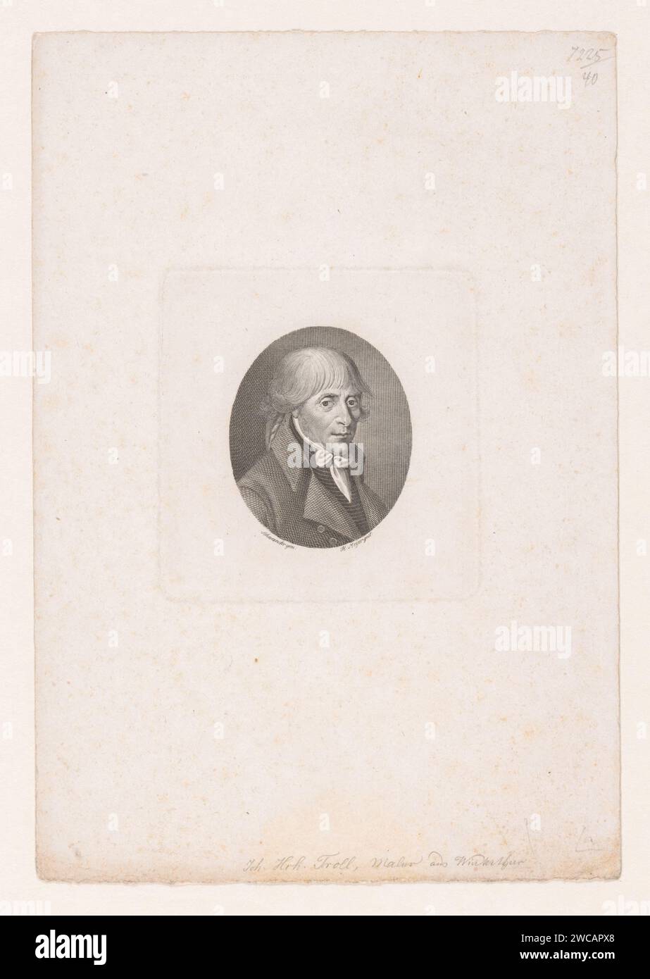 Ritratto di un uomo sconosciuto, Heinrich Meyer, dopo Schwander, 1812 - 1877 carta stampata incisione di persone storiche Foto Stock