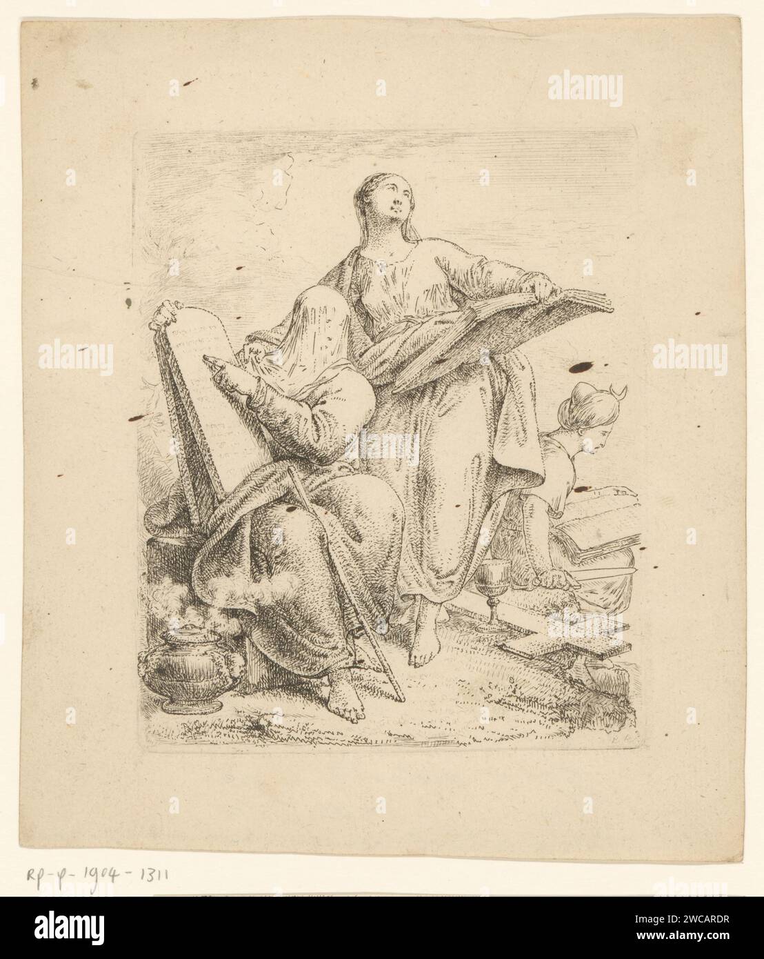 Allegoria di tre religioni, Christian Bernhard Rode, 1788 carta stampata incisione rappresentazione allegorica  religione; 'religione' 'religione' 'religione delle SS. Mauritio e Lazarus', 'religione vera cristiana' (Ripa). Religione cristiana. Religione e cultura ebraica. Islam, Mohammedanismo Foto Stock