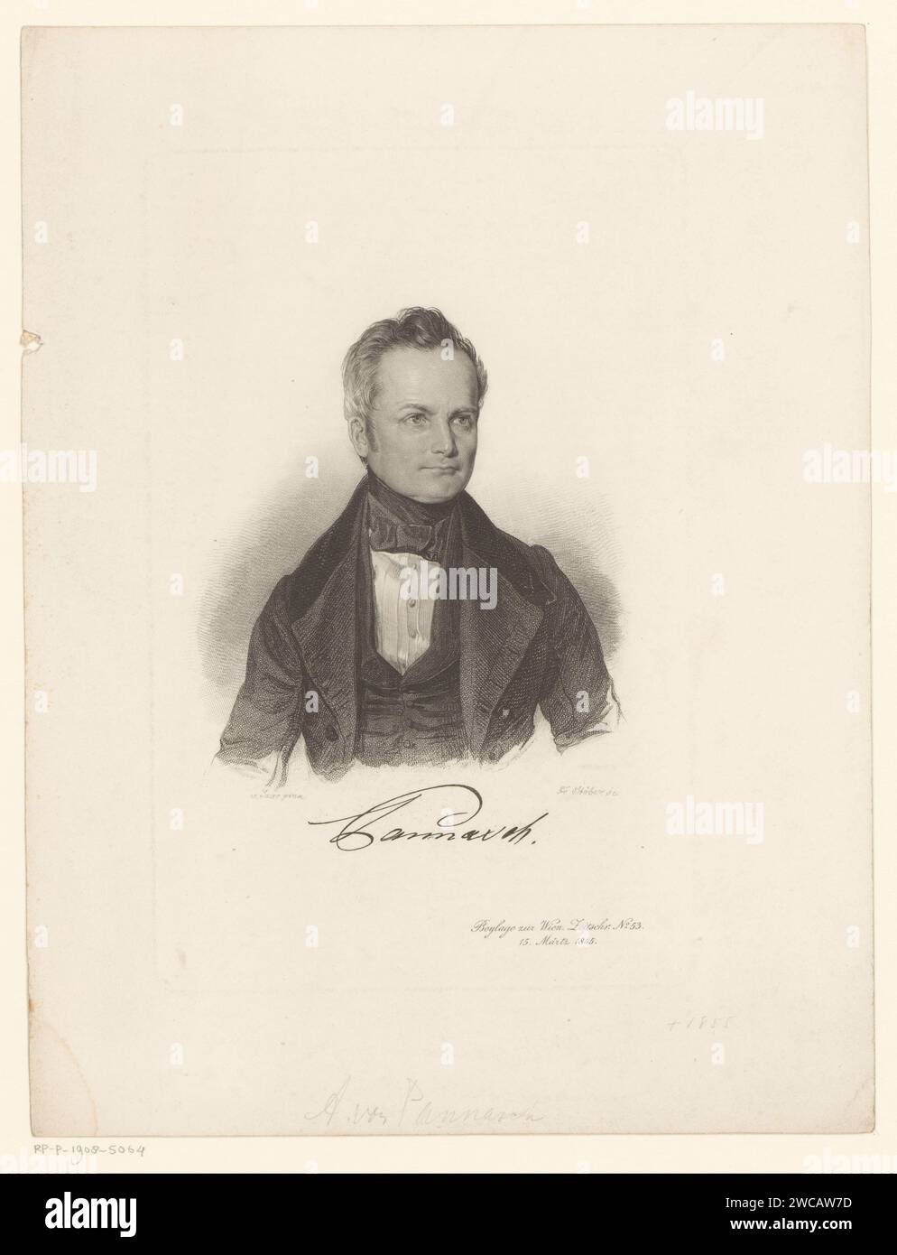 Ritratto van Anton Pannasch, Franz Stöber, dopo di Karl Saar, 1845 stampa Vienna carta acciaio incisione persone storiche Foto Stock