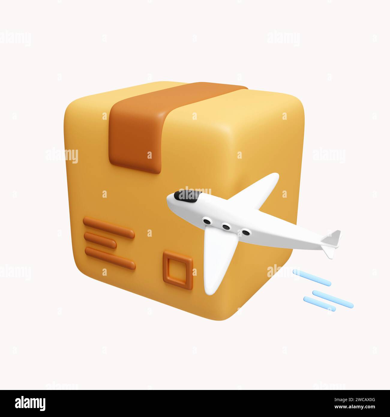 Servizio di consegna e trasporto aereo. logistica globale. Concetto di trasporto aereo e merci. icona isolata su sfondo bianco. rendering 3d. Foto Stock