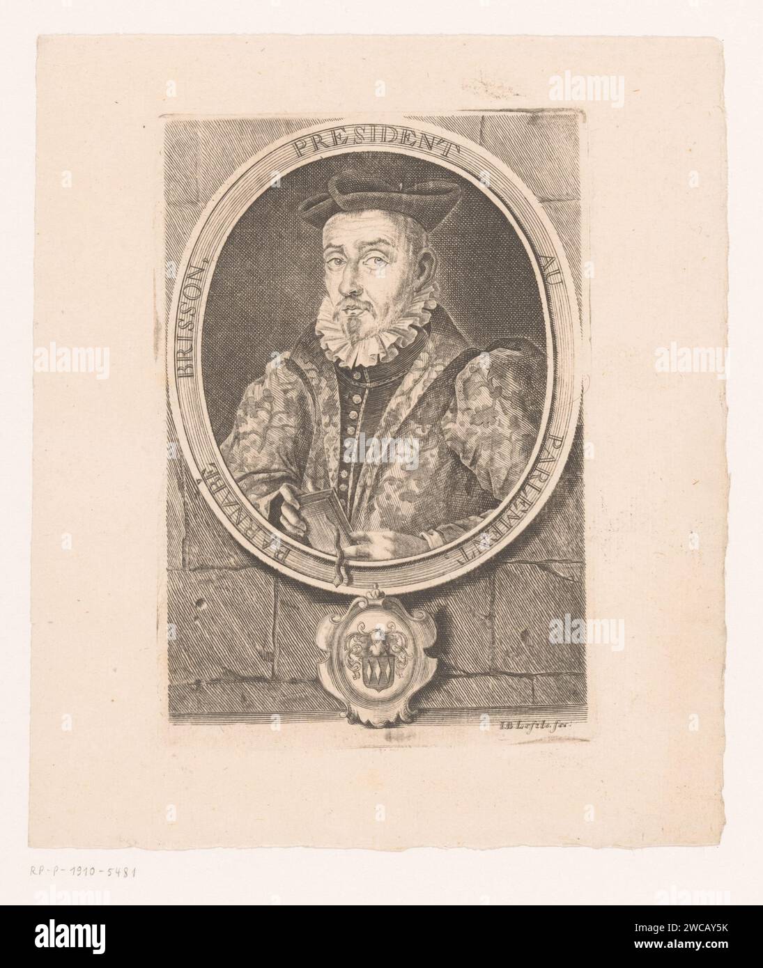 Il porto Van Barnabé Brisson, J.B. Lefils, 1600 - 1700 stampa France paper Engraving Historical Persons. avvocato, avvocato. politico, ad esempio leader del partito Foto Stock