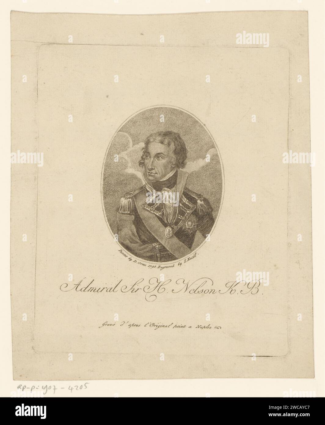 Portret van Horatio Nelson, Johann Josef Neidl, in onore di Daniel orme, 1786 - 1832 carta stampata persone storiche. medaglie e altri marchi d'onore militare Foto Stock