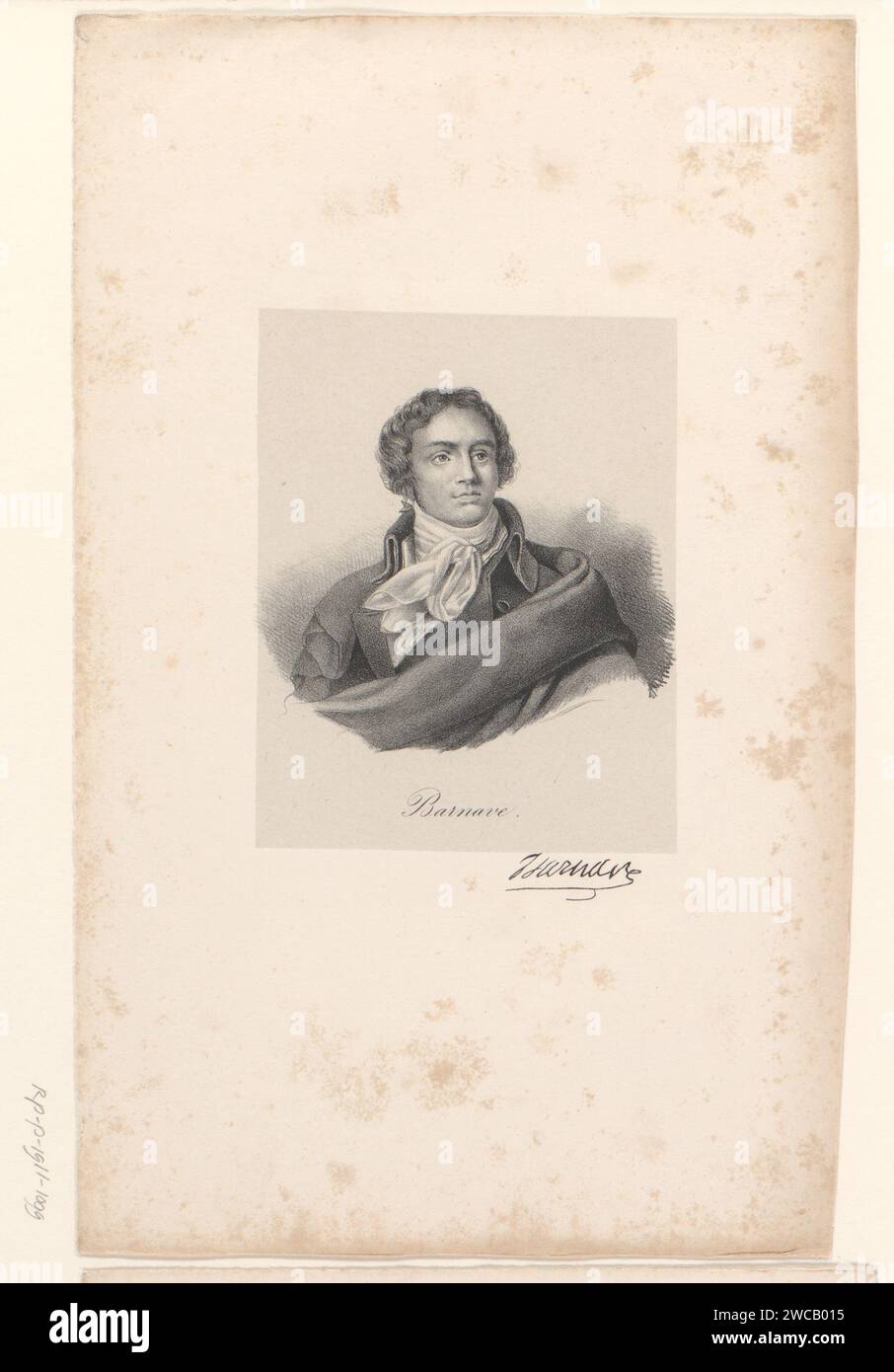 Portret van Antoine Barnave, anonimo, veuve Delpech (Naudet), in o dopo il 1818 - in o prima del 1842 stampare carta di Parigi. persone storiche Foto Stock