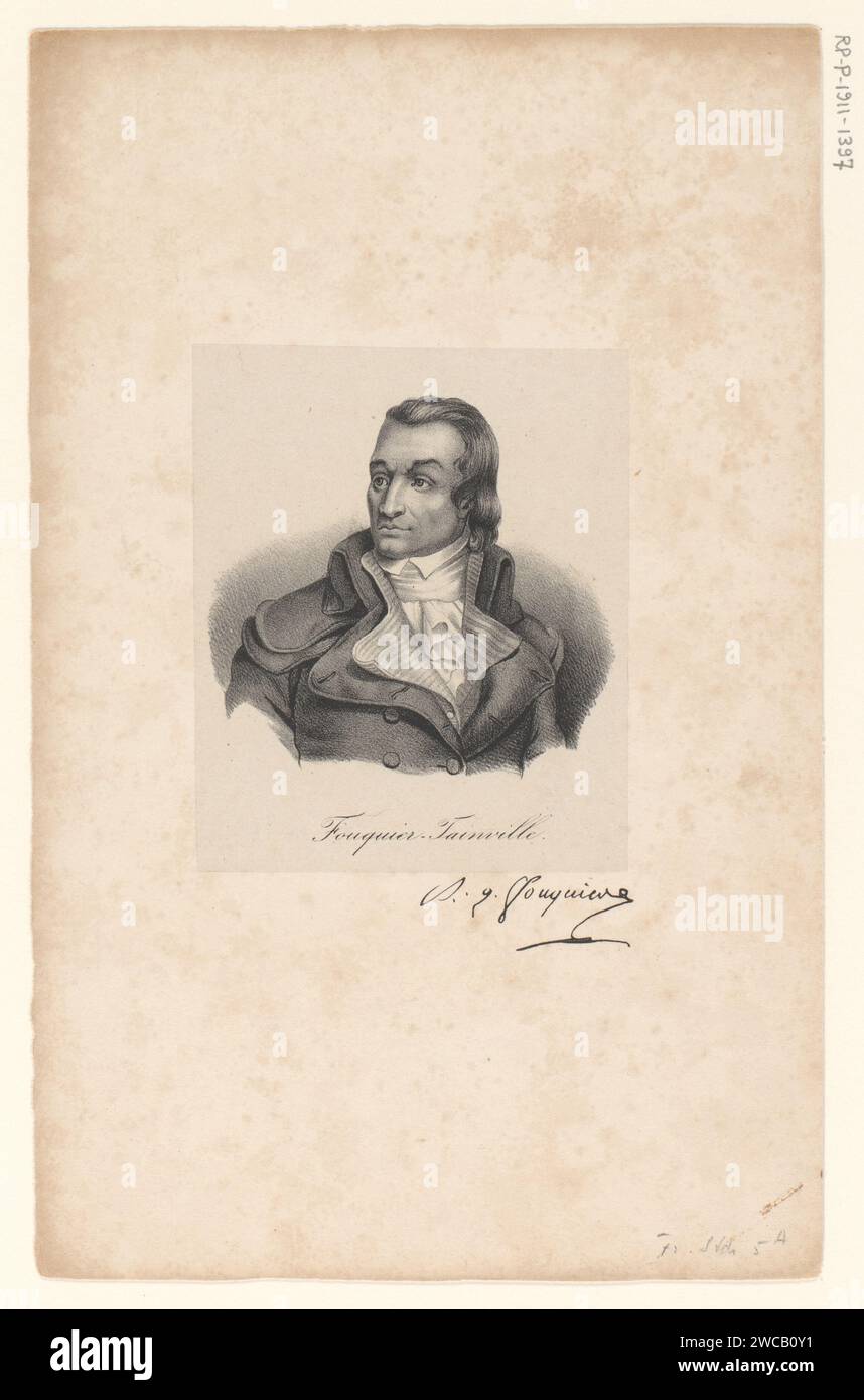 Portret van Antoine Quentin Fouquier-Tinville, anonimo, veuve Delpech (Naudet) (forse), in o dopo il 1818 - in o prima del 1842 stampare carta di Parigi. persone storiche Foto Stock