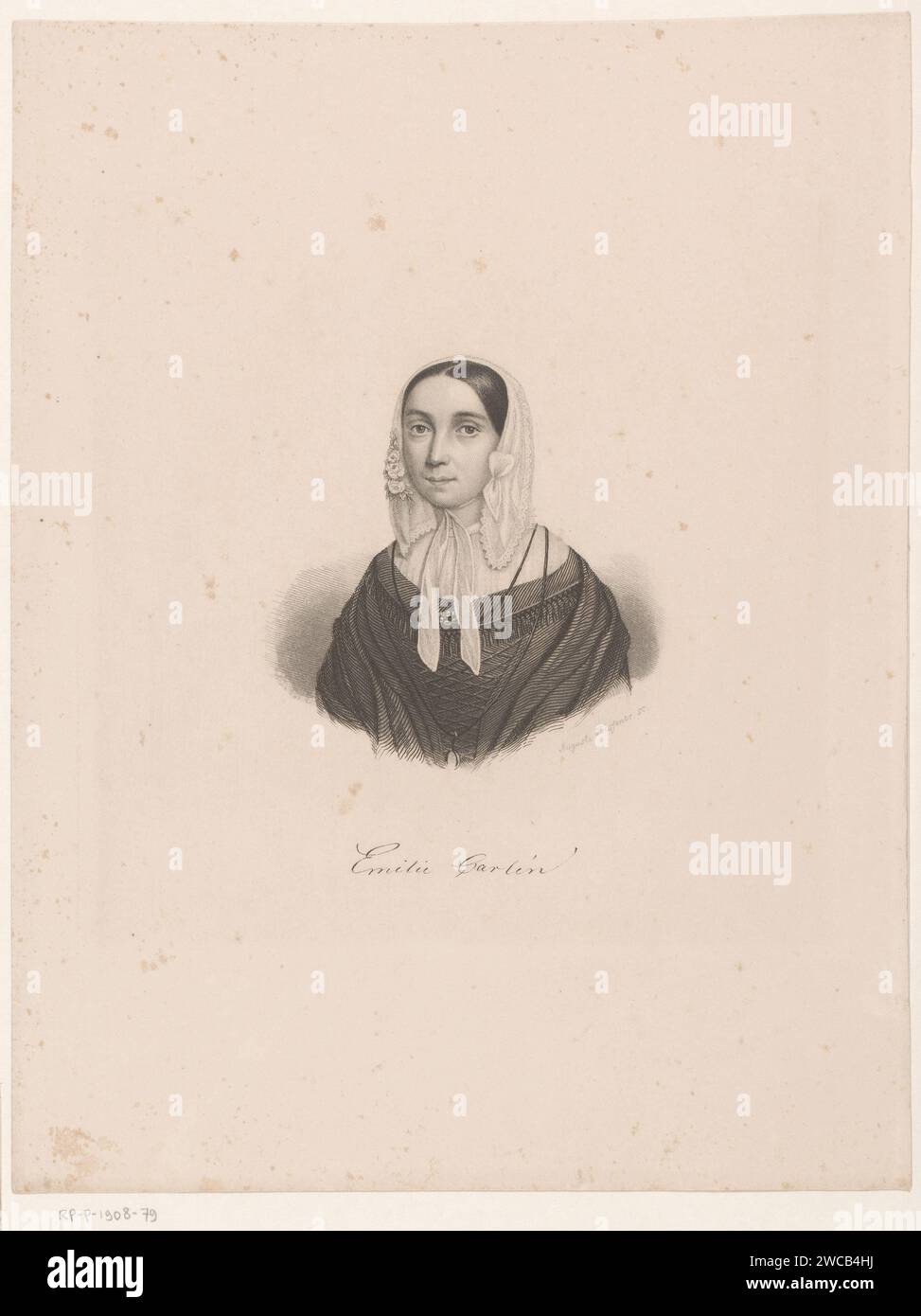 Ritratto van Emilie Carlin, Auguste Hüssener, 1799 - 1877 carta stampata incisione persone storiche Foto Stock
