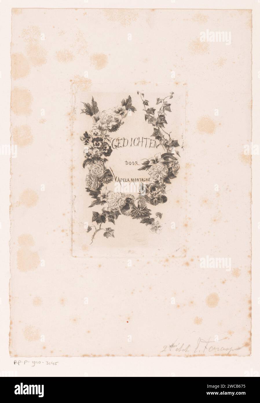 File di fiori, Edgard Farasyn, 1868 - 1910 stampa di carta con fiori incisi Foto Stock