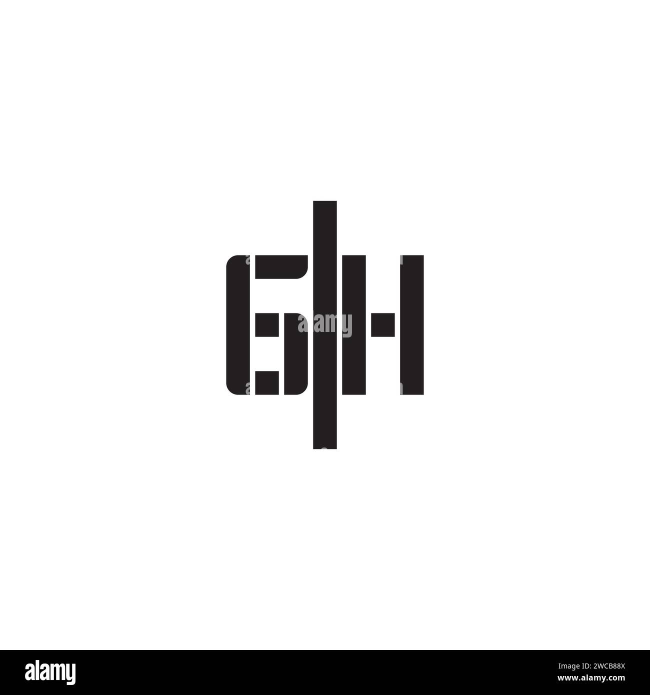 Il concetto GH geometrico audace in un design professionale di alta qualità che consente di stampare bene su qualsiasi supporto di stampa Illustrazione Vettoriale