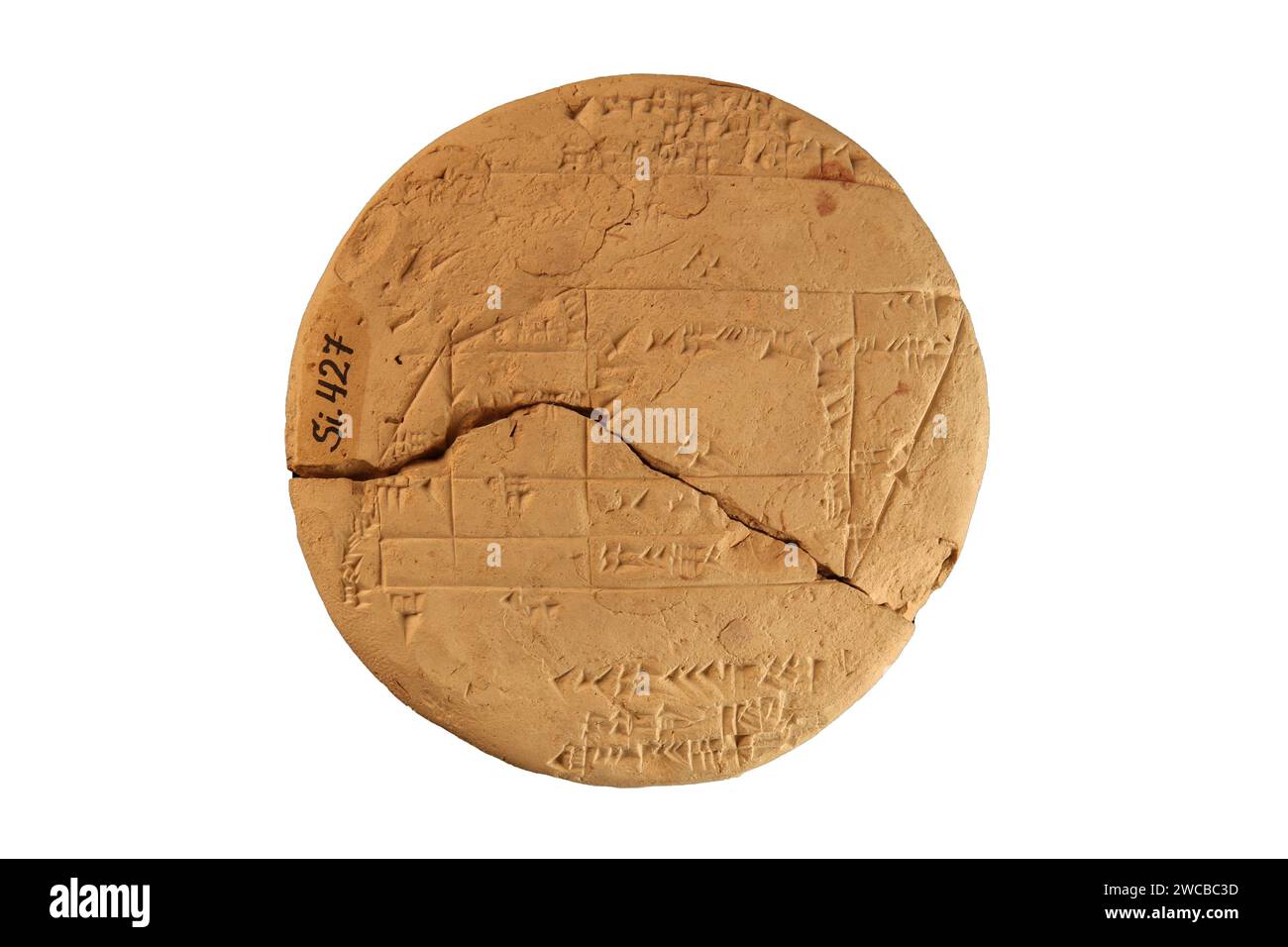 Antica tavoletta cuneiforme di Babilonia. La più antica tavoletta di argilla nella storia della geometria nel Museo Archeologico di Istanbul in Turchia. Datata al 1900 e 1600 a.C. Foto Stock