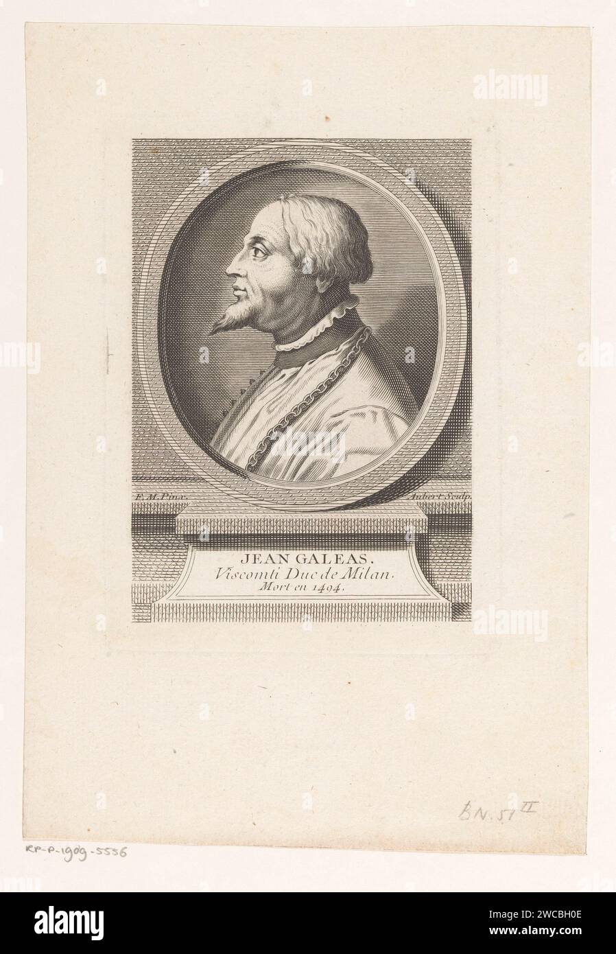 Portret van Gian Galeazzo Visconti, Michel Aubert, dopo ignoto, in o dopo il 1755 stampa France paper Engraving / etching Historical Persons Foto Stock