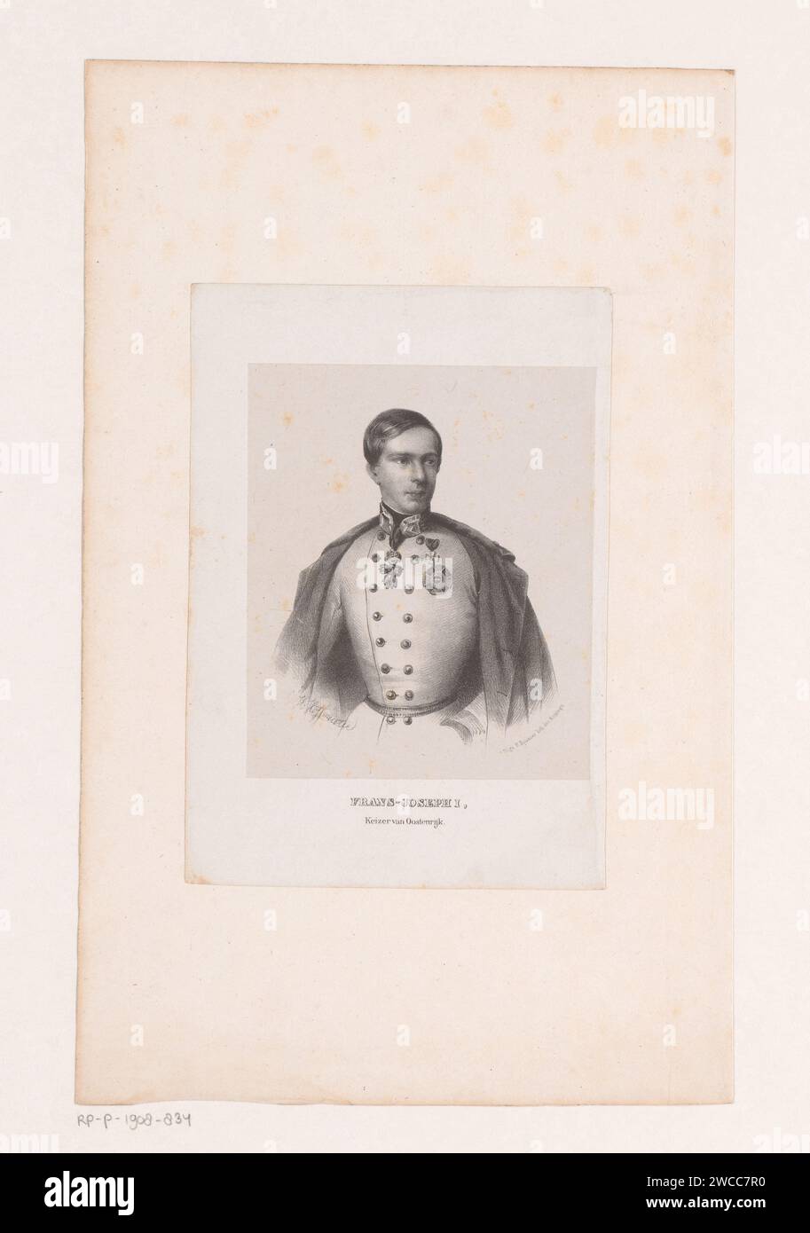 Ritratto di Frans Jozef i d'Austria, Johan Hendrik Hoffmeister, c. 1851 - c. 1883 stampatore: Netherlandsprinter: The Hague paper. persone storiche (+ ritratto a mezza lunghezza) Foto Stock