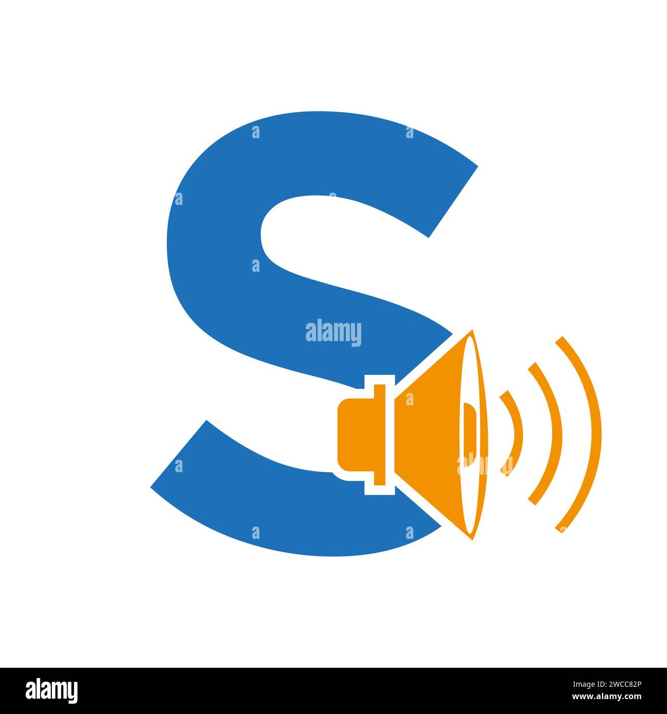 Logo musicale sulla lettera S, icona audio. Icona podcast, modello vettore simbolo trasmissione Illustrazione Vettoriale