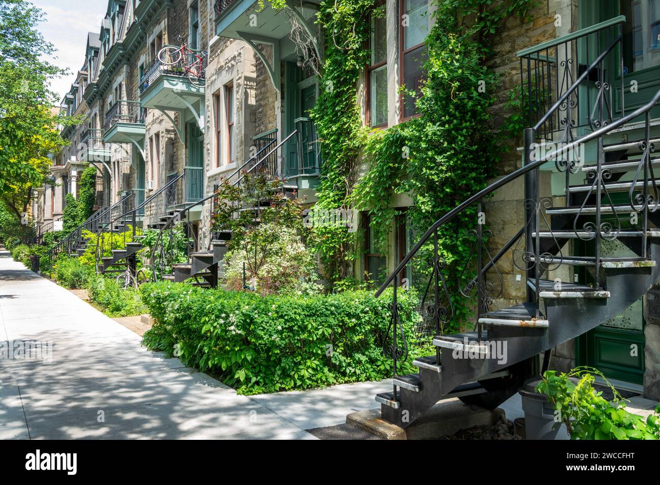 Case vittoriane in le plateau Mont Royal Borough a Montreal, Quebec Foto Stock
