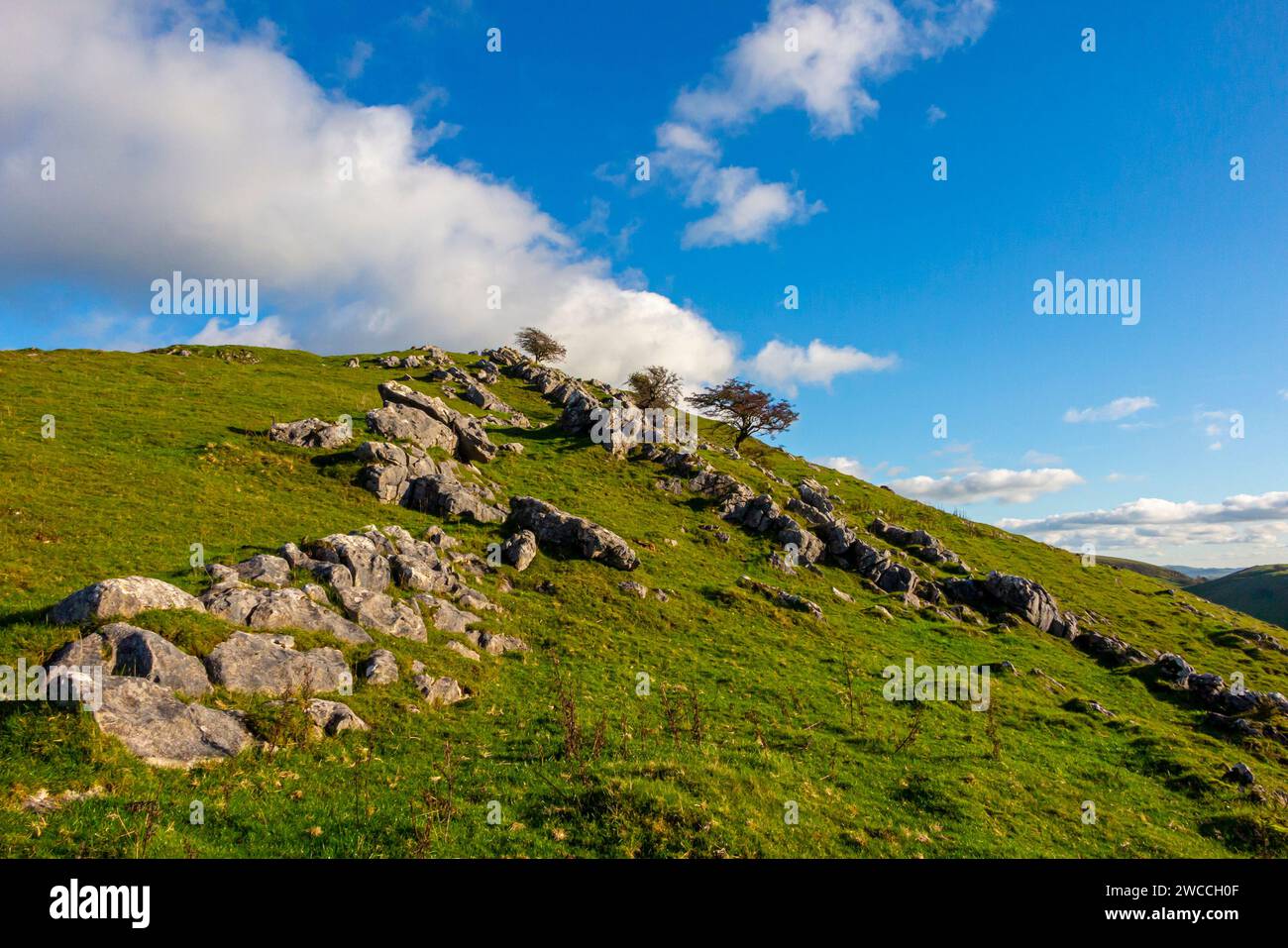 Paesaggio roccioso a Thrkelow vicino a Buxton nel Derbyshire Peak District Inghilterra Regno Unito. Foto Stock