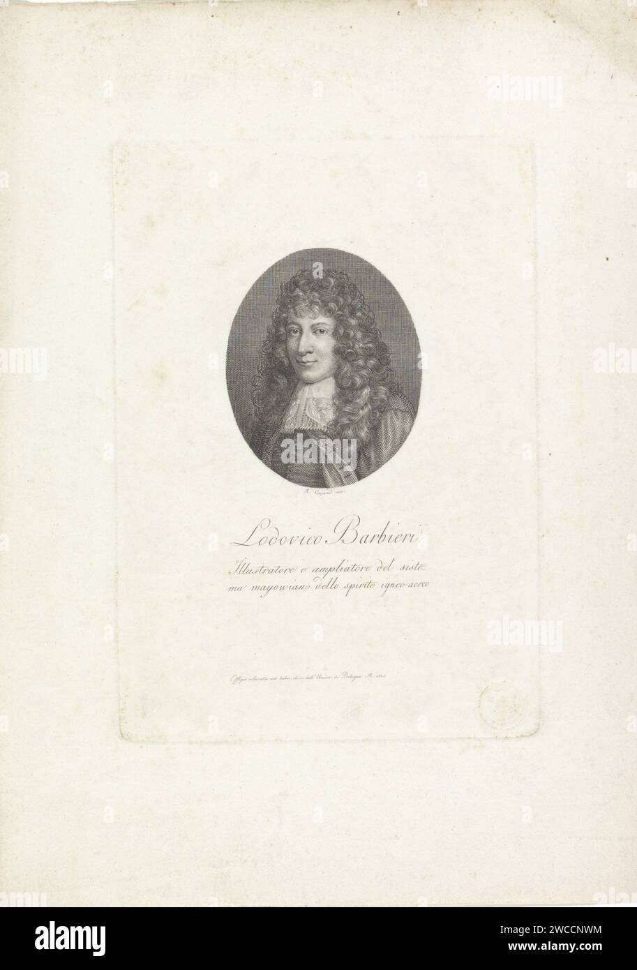 Portret Van Lodovico Barbieri, Antonio Gaiani, 1815 stampa Italia carta incisione persone storiche Foto Stock