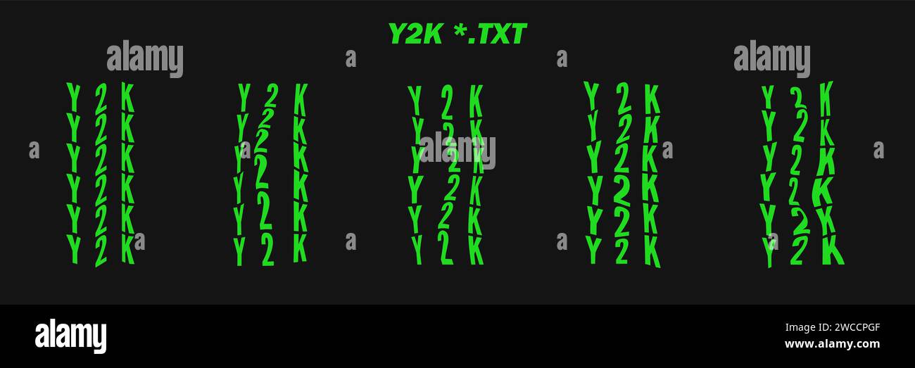 Raccolta parole scritte psichedeliche - Y2K. Set words psichedelici retrò futuristici. Forme geometriche surreali sulle parole, wireframe cyberpunk astratto. V Illustrazione Vettoriale