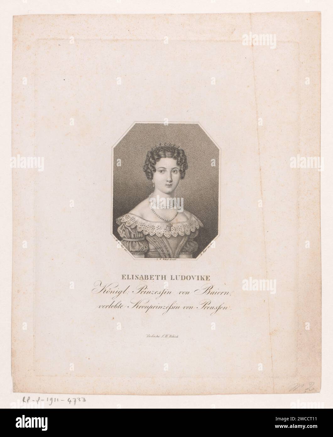 Ritratto di Elisabeth Ludovika van Bavaria, Regina di Prussia, Friedrich Wilhelm Meyer (i), dopo Ludwig Albert von Montmorillon, 1816 - 1880 carta stampata persone storiche - BB - donna Foto Stock