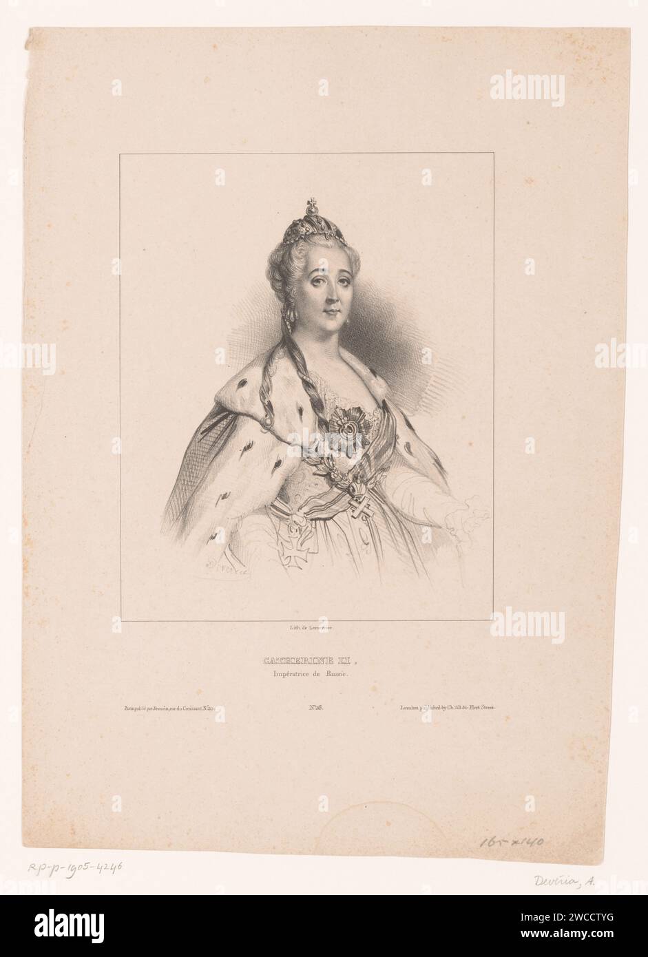 Ritratto di Catharina II van Russia, Achille Devéria, stampatrice del 1832: Parisprinter: Parispublisher: Parispublisher: London paper Historical people Foto Stock