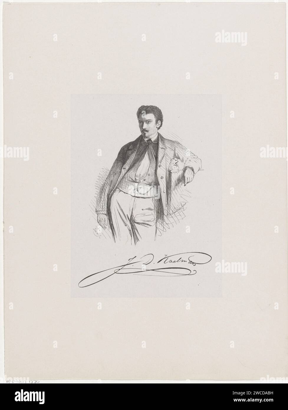 Ritratto di Johan Daniël Koelman, Willem Hendrik Stam, dopo Martinus W. Liernur, 1851 - 1874 stampa Ritratto di Johan Daniël Koelman. La sua firma è nel margine inferiore. Il giornale dell'Aia. Foto Stock