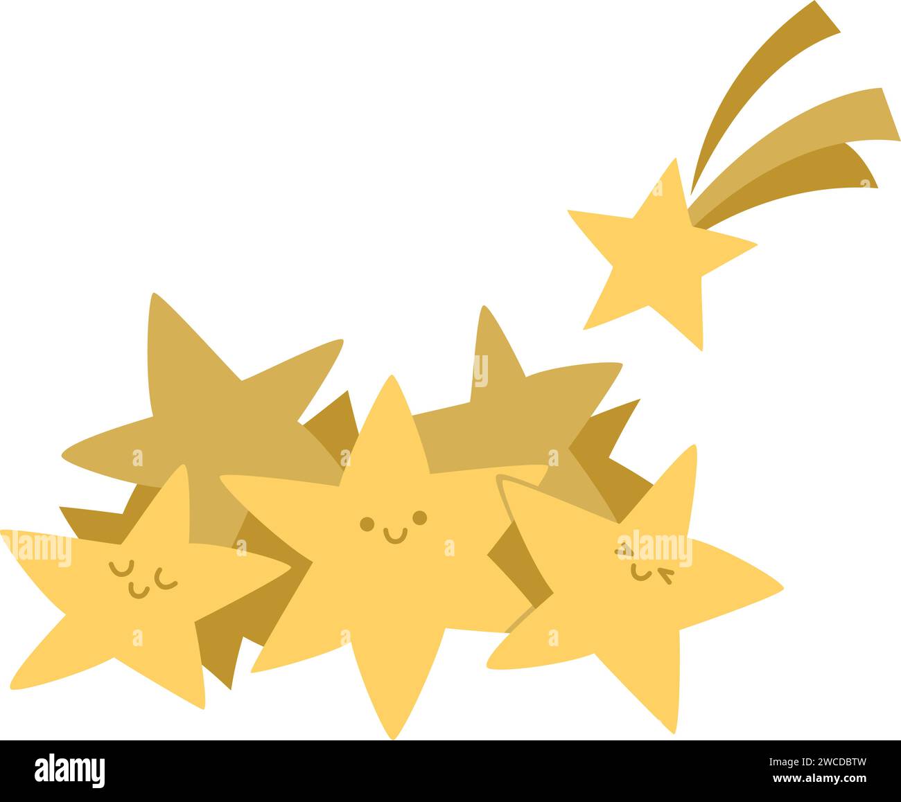 Pile vettoriali con stelle cadute. Concetto di tesori unicorno. Decorazione magica o fiabesca per carte isolate su sfondo bianco Illustrazione Vettoriale