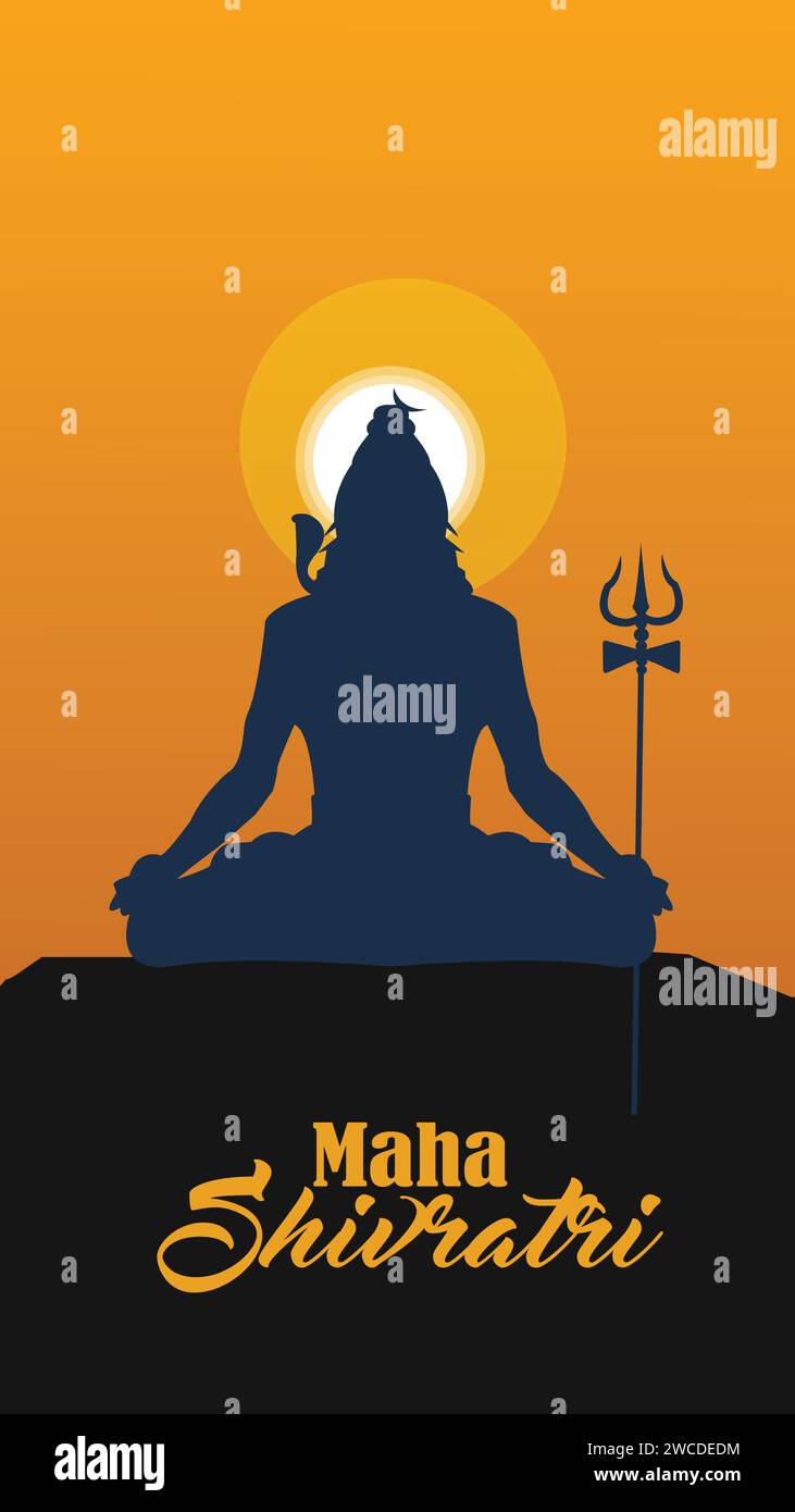 Maha Shivratri poster creativo illustrazione di Lord Shiva per il festival indù Shivratri Illustrazione Vettoriale