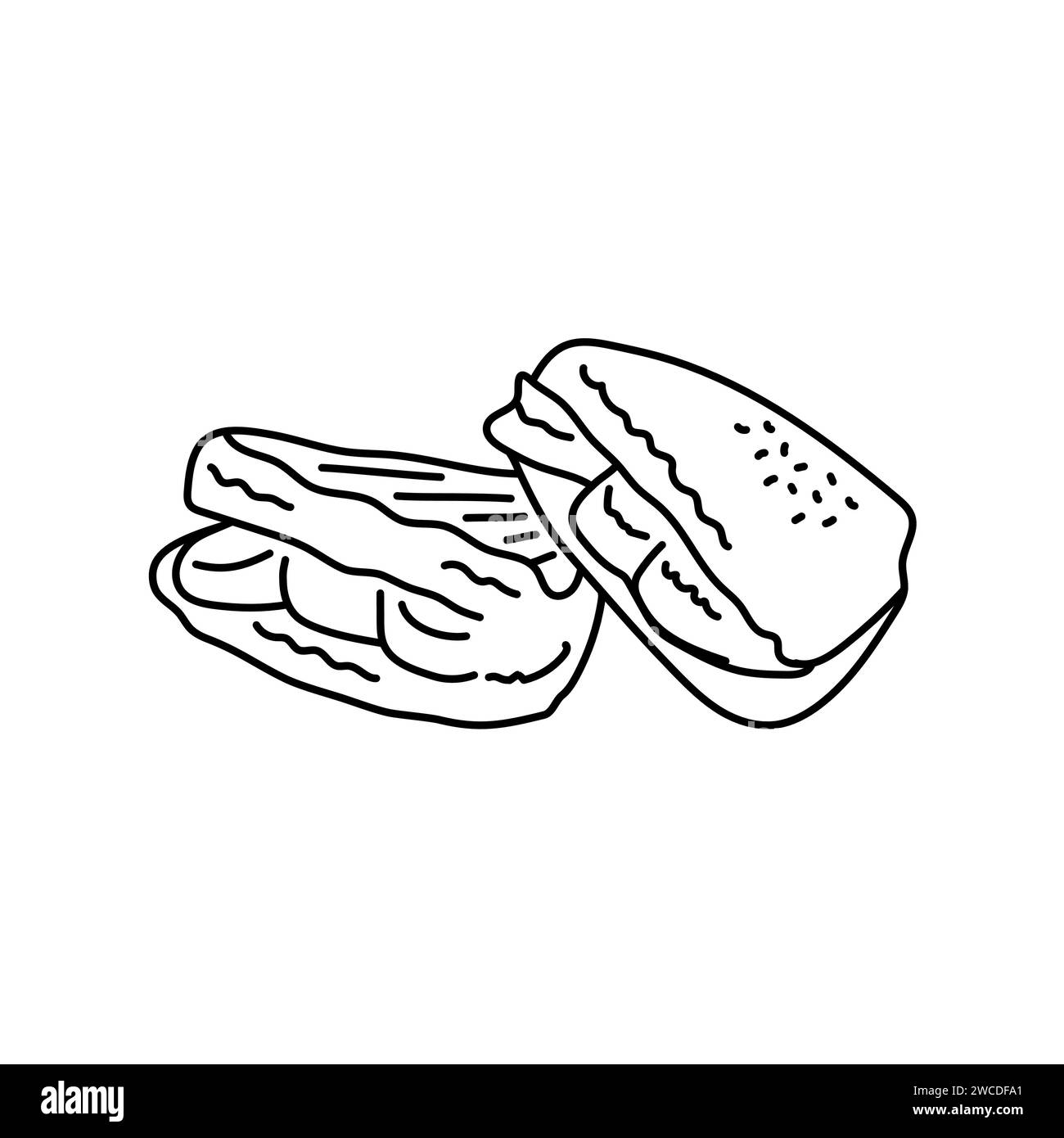 Elemento di colore per sandwich. Cibo da strada per cartoni animati. Illustrazione vettoriale isolata. Illustrazione Vettoriale