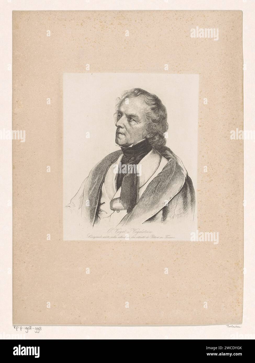 Ritratto van Carl Christian Vogel von Vogelstein, Johann Moritz Edlinger, 1846 carta stampata incisione persone storiche. ritratto, autoritratto del pittore Foto Stock
