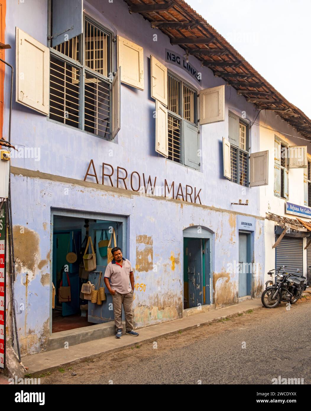 Street scene, Matancherry, Jew Town, Cochin, Kerala, India Foto Stock